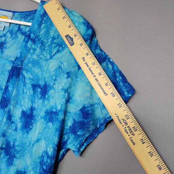 C&C California Cover Dress Womens M Blue Tye Dye Drawstring Short Sleeves New - Picture 9 of 14